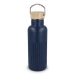 recycled rvs thermofles 500 ml lekvrije bamboedop - blauw