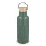 recycled rvs thermofles 500 ml lekvrije bamboedop - groen