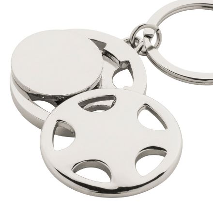 sleutelhanger in de vorm van een autowiel,met munt
