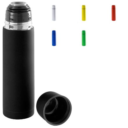 rvs thermosfles met rubberen afwerking, 500 ml.