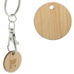 winkelwagenmuntje sleutelhanger bamboe muntje
