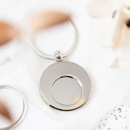 trolley munt sleutelhanger cromo