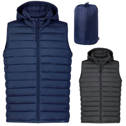 rpet bodywarmer maten xs-xxl met verstelbare kap