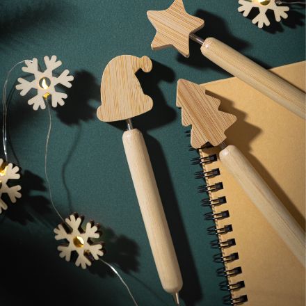 kerstbalpen van bamboe met blauwe vulling