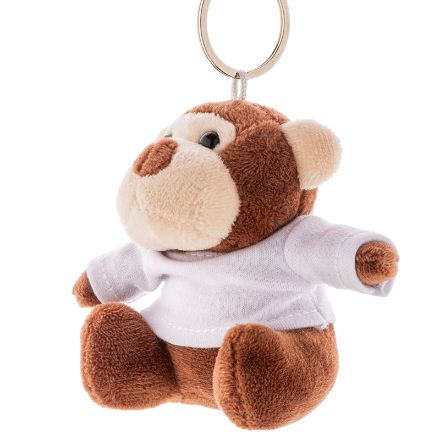 pluche aap sleutelhanger met opdruk op t-shirt