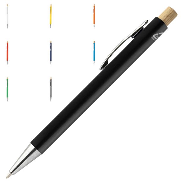 rabs balpen posher met bamboe knop en metalen clip