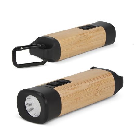 oplaadbare zaklamp van recycled abs en bamboe
