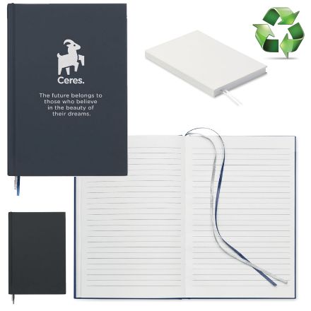 a5 gerecycled notitieboek 128 vellen en 2 linten