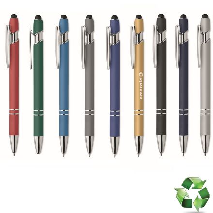 recycled alu stylus balpen rubberen afgewerkt