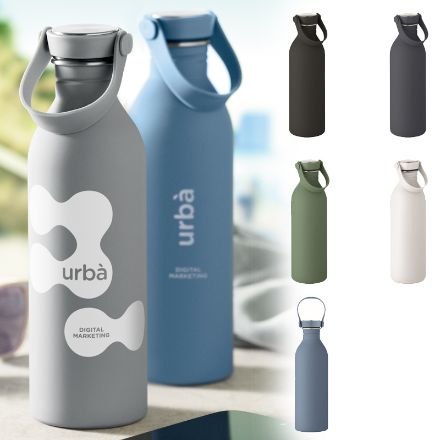 enkelwandige fles 500 ml met rubberafwerking