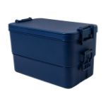 stapelbare lunchbox duplox met bestekset 1000 ml - marine