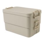 stapelbare lunchbox duplox met bestekset 1000 ml - ecru