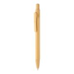 balpen met bamboe body, clip, knop en tip bolter