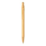 balpen met bamboe body, clip, knop en tip bolter