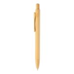 balpen met bamboe body, clip, knop en tip bolter