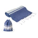 recycled katoenen strandlaken en trekkoordtas - marine