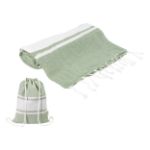 recycled katoenen strandlaken en trekkoordtas - groen