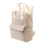 recycled canvas rugzak rekan met rits hoofdvak - ecru