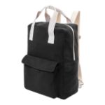 recycled canvas rugzak rekan met rits hoofdvak - zwart