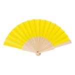 r-pet handwaaier solana met houten ribben - geel