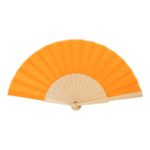 r-pet handwaaier solana met houten ribben - oranje