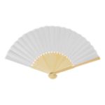 r-pet handwaaier met houten ribben repper - wit