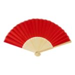 r-pet handwaaier met houten ribben repper - rood