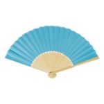 r-pet handwaaier met houten ribben repper - licht blauw
