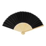 r-pet handwaaier met houten ribben repper - zwart