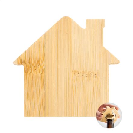 huisvormige bamboe koelkastmagneet en opener casap