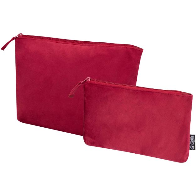 swift recycled fluwelen set van 2 toilettassen