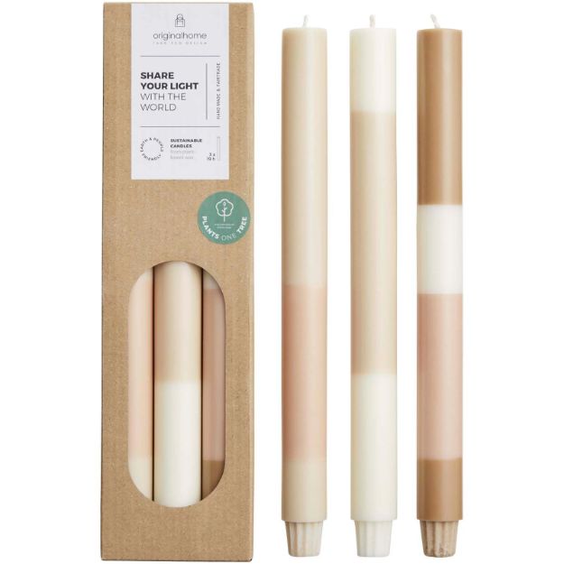 originalhome gelaagde kalksteenkaarsen set van 3