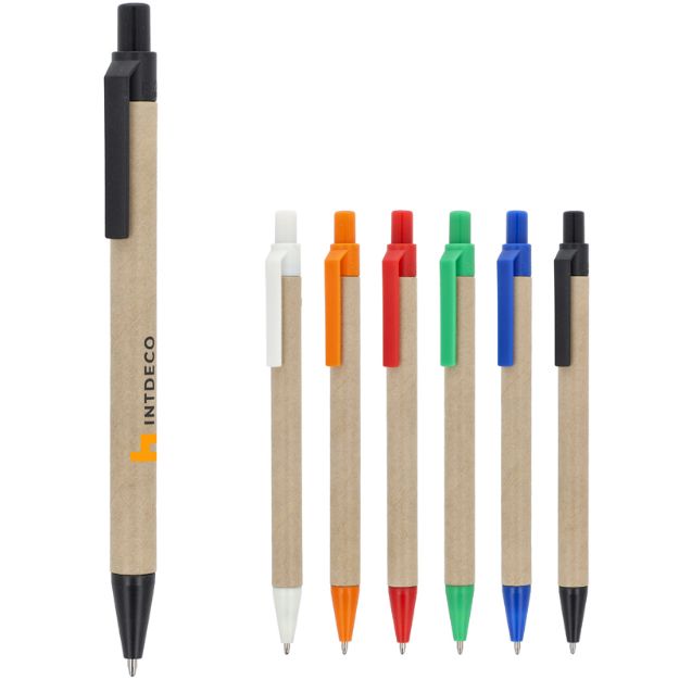 papieren balpen met gekleurde kunststof onderdelen