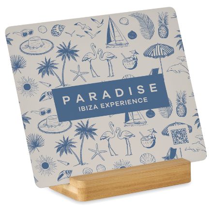 sublimatie promotiebordje met bamboe basis