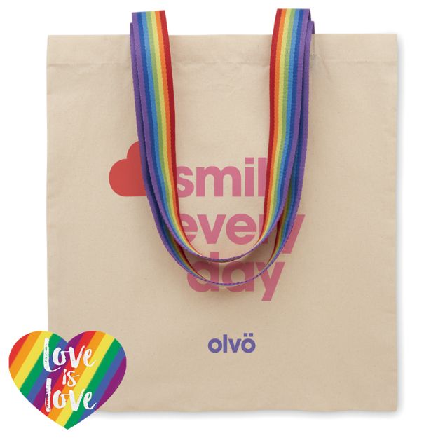 katoenen boodschappentas 180 g/m2 in regenboog