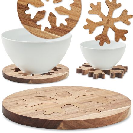 acacia houten pothouders set