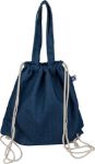 gerecycleerd denim trekkoordrugtas met hengsels
