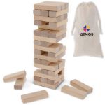 houten toren spel in katoenen etui