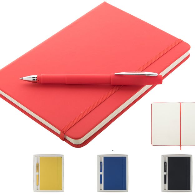 notitieset, notitieblok met pu lederen cover.