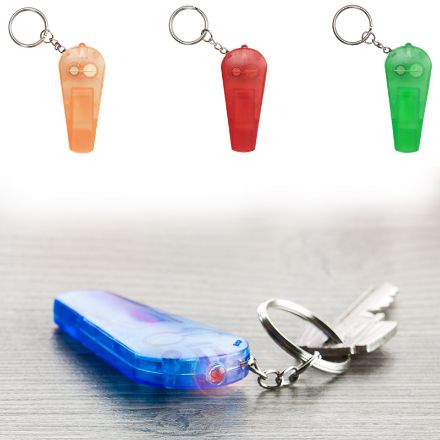 sleutelhanger met fluitje en led lampje.