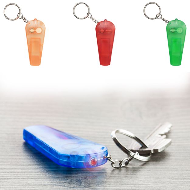 sleutelhanger met fluitje en led lampje.