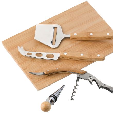 bamboe kaas- en wijnset patrick