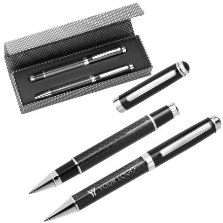 koolstofvezel en messing schrijfset ziva