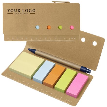 kartonnen memoblaadjeshouder met liniaal riva