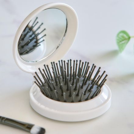 opvouwbare gerecyclede abs haarborstel met spiegel