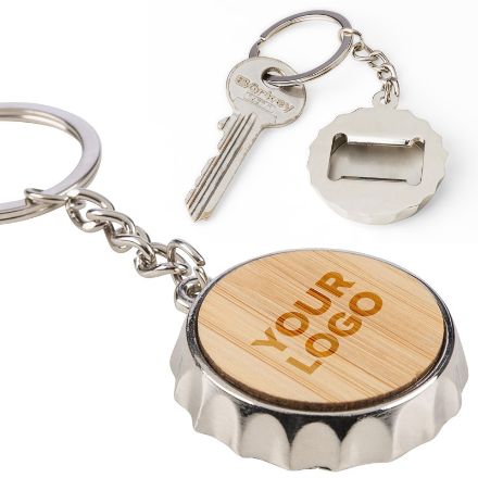 zinklegering sleutelhanger finn met bamboe inleg