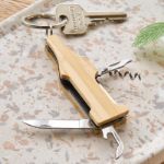 bamboe rvs multitool sleutelhanger flesvormig