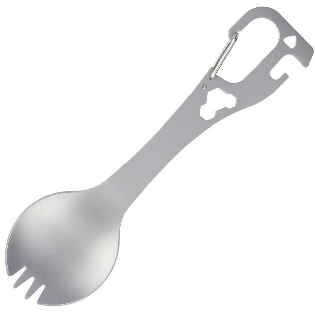 rvs spork noe inclusief karabijnhaak in zakje