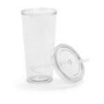 transparante plastic beker met rietje 750 ml