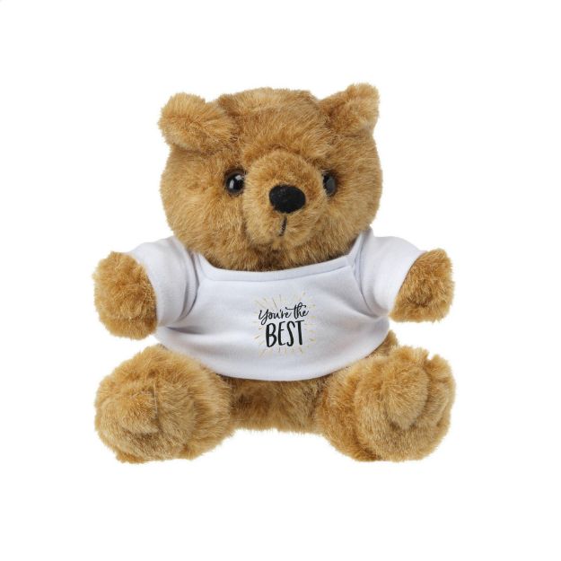 pluche beer 18 cm met wit t-shirt.